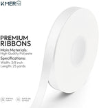 KMER LIFE 3/8 inch x 25 Yards Double Faced Polyester White Satin Ribbon, Perfect for Gift Wrapping Very Suitable for Weddings Party Hair Bow Invitation Decorations and More