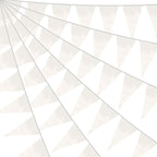 40M/130FT White Triangle Pennant Banner Flag Metallic Fabric Bunting Garland for Christmas Graduation Wedding Engagement Anniversary Bachelorette Birthday Bridal Shower Valentines Hen Party Supplies