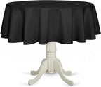 Fitable Black Round Tablecloth 70 inch, Stain and Wrinkle Resistant Washable Polyester Table Cloth for Dining Buffet Parties and Camping