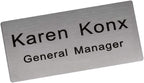 Custom Engraved Name Tag Badge for Business Personalized Identification with Pin or Magnetic Backing Metal ID Badge (Silver/Black, 1.5" x 3")