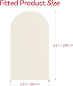 Arch Backdrop Stand Cover 6.6Ft Beige Thick Spandex Fabric Arch Backdrop Cover High Elasticity Fitted Round Top for Wedding Birthday Party Baby Shower Garden Decoration