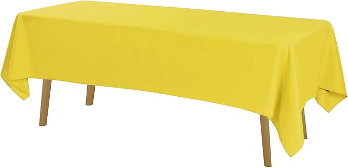 Rectangle Tablecloth 60x84 inch Washable Polyester Fabric Table Cloth for Wedding Party Dining Banquet Decoration（60x84,Yellow）