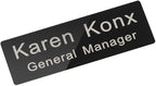 Custom Engraved Name Tag Badge for Business Personalized Identification with Pin or Magnetic Backing Aluminum ID Badge (Black/White, 1" x 3")