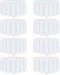 8 Pack White Round Tablecloth 108 Inch White Table Cloth Stain and Wrinkle Resistant Round White Tablecloths Reusable and Washable Polyester Fabric Table Covers for Buffet Wedding Party and Banquet
