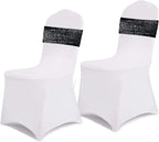 SquarePie Pack of 100 Chair Sashes Sparkly Black Sequin Bands for Wedding Party Banquet Home Decor
