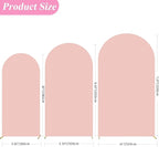 Fomcet Wedding Arch Cover 7.2FT, 6.6FT, 6FT Pale Pink Spandex Fitted Fabric Backdrop Set of 3 Round Top Chiara Arch Backdrop Stands Covers for Wedding Ceremony Birthday Party Baby Shower Decor