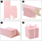 COTOPHER 60pcs Wedding Favor Boxes, Paper Gift Boxes 3x3x3 Inches Small Gift Boxes with Ribbons Small Boxes for Gifts, Crafting, Cupcake, Candy, Bridesmaid Proposal Boxes