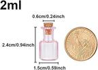 2ml Very Mini Rectangle Glass Color Bottles With Cork Colored Glass Bottles with Cork Stoppers Mix 7 Colors
