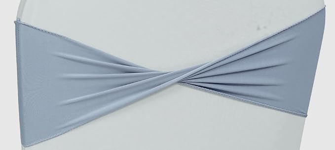 VDS Pack of 200 PCS | Dusty Blue | Spandex Chair Sashes Bows Without Buckle | Stretch Elastic Banquet Universal Folding Chair Band Tie with for Wedding Party Conference Celebration Event Decoration