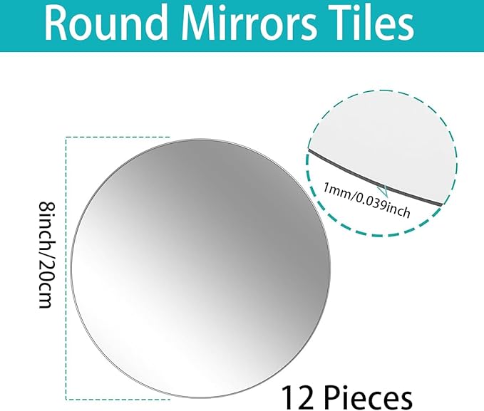 8" 12PCS Small Round Mirrors for Centerpieces, Circle Mirror Centerpieces for Tables, Mirror Tiles for Wall Table Wedding Centerpiece Mirrors Plates for Candle Anniversary Decorations DIY Craft