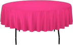 LinenTablecloth 90-Inch Round Polyester Tablecloth Fuchsia