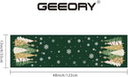GEEORY Christmas Table Runner 13x48 Inch, Xmas Trees Snowflakes Holiday Decorative Farmhouse Table Decoration for Kitchen Dinning, Indoor Outdoor Dinner Party Decor (Green) GT152-48