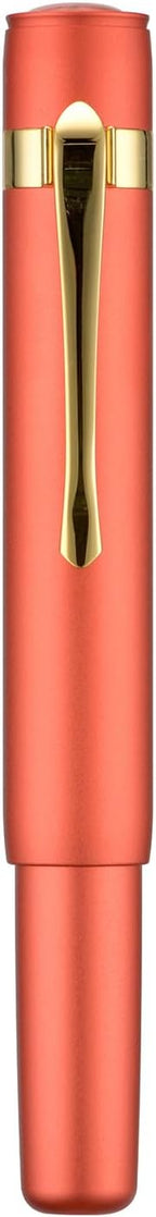 Hongdian M2 Black Forest Mini Fountain Pen, Medium Soft Golden Nib & Sleek Shape Aluminium Short Pocket Travel Pen (Orange Red)