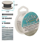The Beadsmith Wire Elements Craft Wire – Tarnish Resistant, Soft Temper, Round, Brush Silver Color – 0.81mm, 20 Gauge, 6 Yard Spool – Jewelry Making, Wire Wrapping, Floral, & Other DIY Crafts