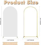 6FT Wedding Arch Backdrop Stand and White Arch Cover, White Spandex Fitted Backdrop Cover and Gold Wedding Arch Frame for Birthday Party Wedding Ceremony Bridal Baby Shower, Parties Decoration.