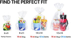 PigPotParty 10"x 14", 50Pcs Bottom Gusset Bags, Clear Plastic Gift Cellophane Mug Treat Goodie Bags with 50x Twist Ties, Large Party Favor Packaging, Toy Wrapping (No Side Gusset)