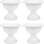 4pcs Mini Roman Style Flower Pots, Plastic Wedding Flower Containers, Decorative Pedestal Planters for Home, White, 6.29 x 6.29 x 5.51 Inch