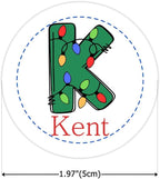 Personalized Christmas Name Stickers Xmas Decorations Initial Gift Stickers | 4 Initial Design | Custom Waterproof Cute Labels for Gift Box, Party Decorations, Envelopes | 30 Pcs ﻿