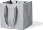 Silver Gray Square Gift Bag 12 in Paper Gift Box Large Square Bottom Kraft Paper Bags with Handles for Party Favor, Birthday Gift Bags (Silver Grey, 12 x 12 x 12 in, 10 CT)