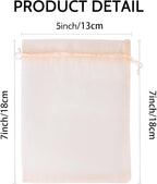 Wudygirl 100PCS Organza Bags Jewelry Bags Drawstring 5X7 Inch Favor Bags for Jewelry Candy Wedding Party(Peach 5X7)