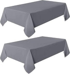 sancua 2 Pack Light Grey Tablecloth 60 x 84 Inch, Rectangle 4 Feet Table Cloth - Stain and Wrinkle Resistant Washable Polyester Table Cover for Dining Tables, Buffet Parties and Camping