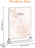 5X7 Acrylic Sign Holder 12 Pack, Double Sided Silver Picture Frames Clear Wedding Table Numbers for Party, Menu, Restaurant, Photo, Office, Hotels, Meetings