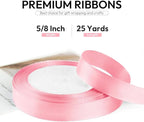 5/8 Inch 25 Yards Satin Ribbon Light Pink, Solid Color Fabric Ribbon for Gift Wrapping, Wedding, Polyester Gift Ribbon for Birthday Party Decoration, Craft, Hair, Floral, Sewing