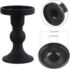 3-Piece Set of Black Glass Candlestick, Crystal Candlestick Holder Holder and Conical Candle, Christmas Candle Holder Decoration, Family Living Room Wedding Candle Holder (black1set)