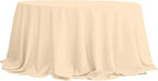 Efavormart Round Tablecloth, 132 Inch Stain & Wrinkle Resistant Washable Table Cloth, Decorative Polyester Fabric Table Cover for Banquet, Wedding, Dining- Beige