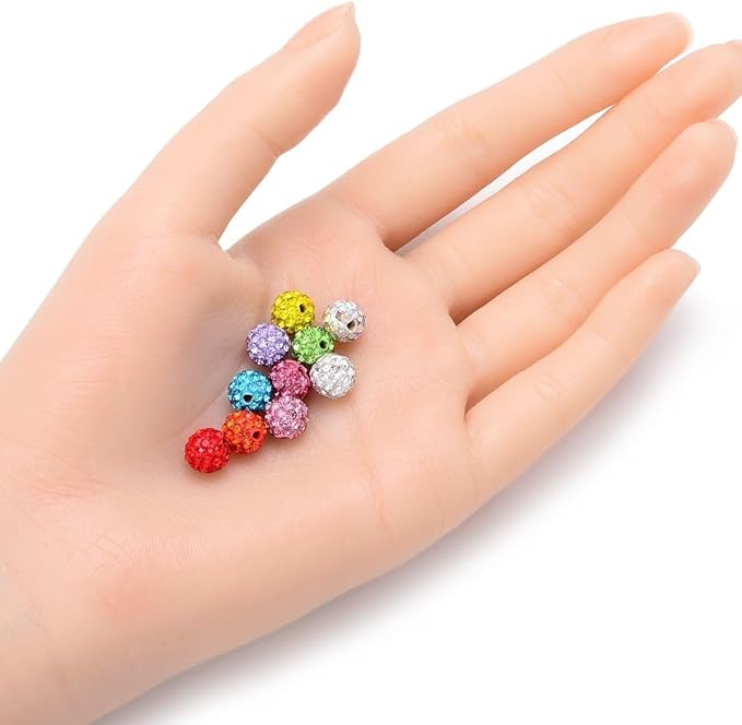100pcs Adabele Grade A Suncatcher Crystal Rhinestone Pave Loose Beads 8mm Sun Orange Polymer Clay Disco Ball Spacers Compatible with Shamballa All Craft Jewelry Making DB8-12