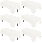 6 Pack Ivory Tablecloths for 8ft Rectangle Tables 60 x 126 Inch - Polyester Table Cover Stain and Wrinkle Resistant Washable Fabric Table Clothes for Wedding Party Banquet Reception Restaurant