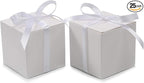 COTOPHER 25pcs Wedding Favor Boxes, Paper Gift Boxes 3x3x3 Inches Small Gift Boxes with Ribbons for Gifts, Crafting, Cupcake, Candy, Bridesmaid Proposal