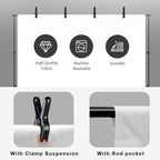 10x12ft White Backdrop for Photography, Polyester White Screen with 4 Clamps for Multiple Occasions