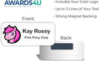 Custom Name Tag with Logo - Personalized Name Badge with Magnet Backing - Choose Your Size and Color (White Metal 3"x1.25" - Logo on Left)