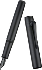 Hongdian M2 Black Forest Mini Fountain Pen, Medium Soft Nib & Sleek Shape Aluminium Short Pocket Travel Pen (Matte Black)