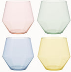 40 count Diamond Unbreakable Stemless Plastic Wine Champagne Whiskey Glasses Elegant Durable Disposable Indoor Outdoor Ideal for Home, Office, Bars, Wedding, 12 Ounce Cups Gold Rim (Color Collection)