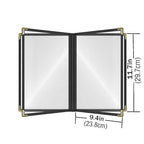 Goodsmart Restaurant Menu Covers - 25 Pack Black 8.5" x 11", 4-Page/8-View, Side-Loading Vinyl Menu Holders with Clear Sleeves, Double-Stitched, Leather-Style Café Covers, Morning Menu Homeschool