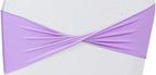 VDS Pack of 25 PCS | Lavender | Spandex Chair Sashes Bows Without Buckle | Stretch Elastic Banquet Universal Folding Chair Band Tie with for Wedding Party Conference Celebration Event Decoration
