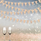 30Ft Champagne Gold Party Decorations Triangle Pennant Banner Gold Hanging Paper Flag Bunting for Graduation Wedding Birthday Bridal Shower Bachelorette Engagement Anniversary Hen Party Supplies