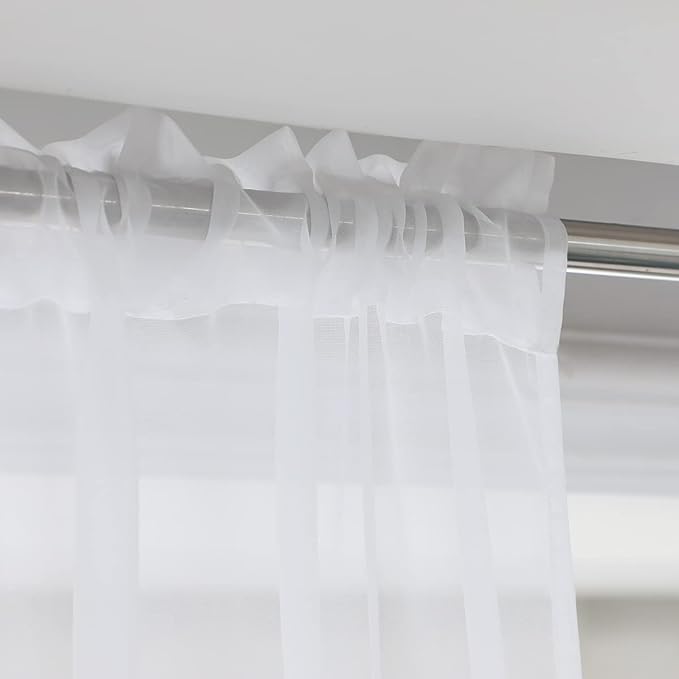 Window Ivory Sheer Curtains 60 Inches Width 90 Inches Long 2 Panels Sheer Curtains Clear Curtains Basic Rod Pocket Panel for Home/Living Room/Bedroom/Kids Room