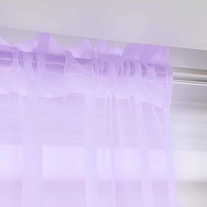Window Purple Sheer Curtains 60 Inches Width 45 Inches Long 2 Panels Sheer Curtain Clear Curtains Basic Rod Pocket Panel for Home Living Room Bedroom Kids Room Yard Patio Parlor Sliding