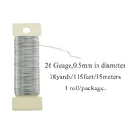 HAHIYO 26Gauge Silver Wire - 1 Roll, 38 Yards (115 Feet) Flexible Floral Wire for Crafts, Christmas Wreaths, Tree & Flower Arrangement, Wedding DIY