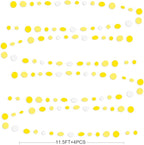 46 Ft Yellow White Circle Dots Garland Gradient Yellow Polka Dot Hanging Paper Streamer for Wedding Bridal Shower Birthday Baby Shower Engagement Bee Sunflower Lemon Theme Party Decorations Supplies