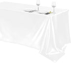 TURSTIN 1 Pack White Satin Tablecloth 102 x 58 Inch Overlay Satin Table Cover Rectangle Bright Silk Tablecloth Smooth Fabric Table Decoration for Wedding Banquet Party Events