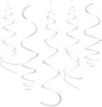 White Party Hanging Swirl Decorations Plastic Streamer for Ceiling, Pack of 28