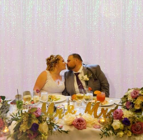 Poise3EHome 7FT x 7FT Iridescent Sequin Photography Backdrop Curtain for Party Decoration, Iridescent