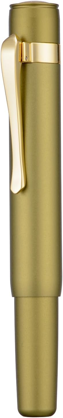 HONG DIAN M2 Black Forest Mini Fountain Pen, Fine Soft Nib & Sleek Shape Aluminium Short Pocket Travel Pen (Olive Green)