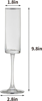 24 Pieces Clear Champagne Flutes 6 OZ Straight Sided Wine Glasses Champagne Long Stem Drinking Colored Glasses,Set of 24 Hand Blown Champagne Flutes Goblets for Wedding Cocktail Cups,Cava, Prosecco