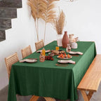 Talasily Linen Tablecloth 100% Pure Linen Table Cloth 60x108 Inches Rectangle Tablecloths Washable Cloths for Kitchen, Dining, Buffet Parties, Holidays, Picnic,Weddings and Restaurants-Forest Green
