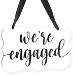 Acrylic Wedding Sign, Ring Bearer Sign, We're Engaged Decorations, for Rustic Wedding Decor Signs, Acrylic Hanging Signs With Ribbon for Chairs Weddings Reception Decorations and Event Party (White)
